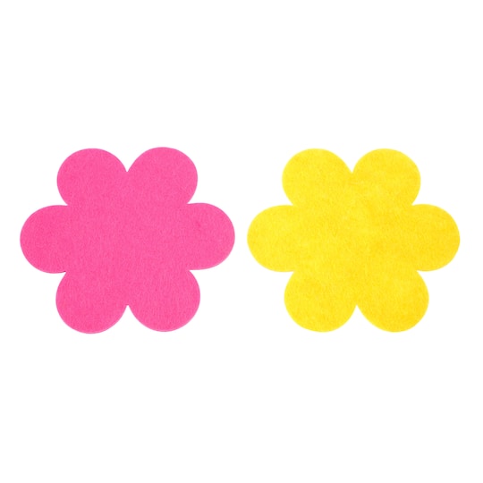 12 Packs: 15 ct. (180 total) Pink &#x26; Yellow Flower Felt Shapes by Creatology&#x2122;